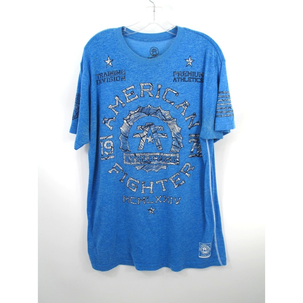 American Fighter Premium Pullover T-Shirt Mens XL Blue Graphic Tee Buckle